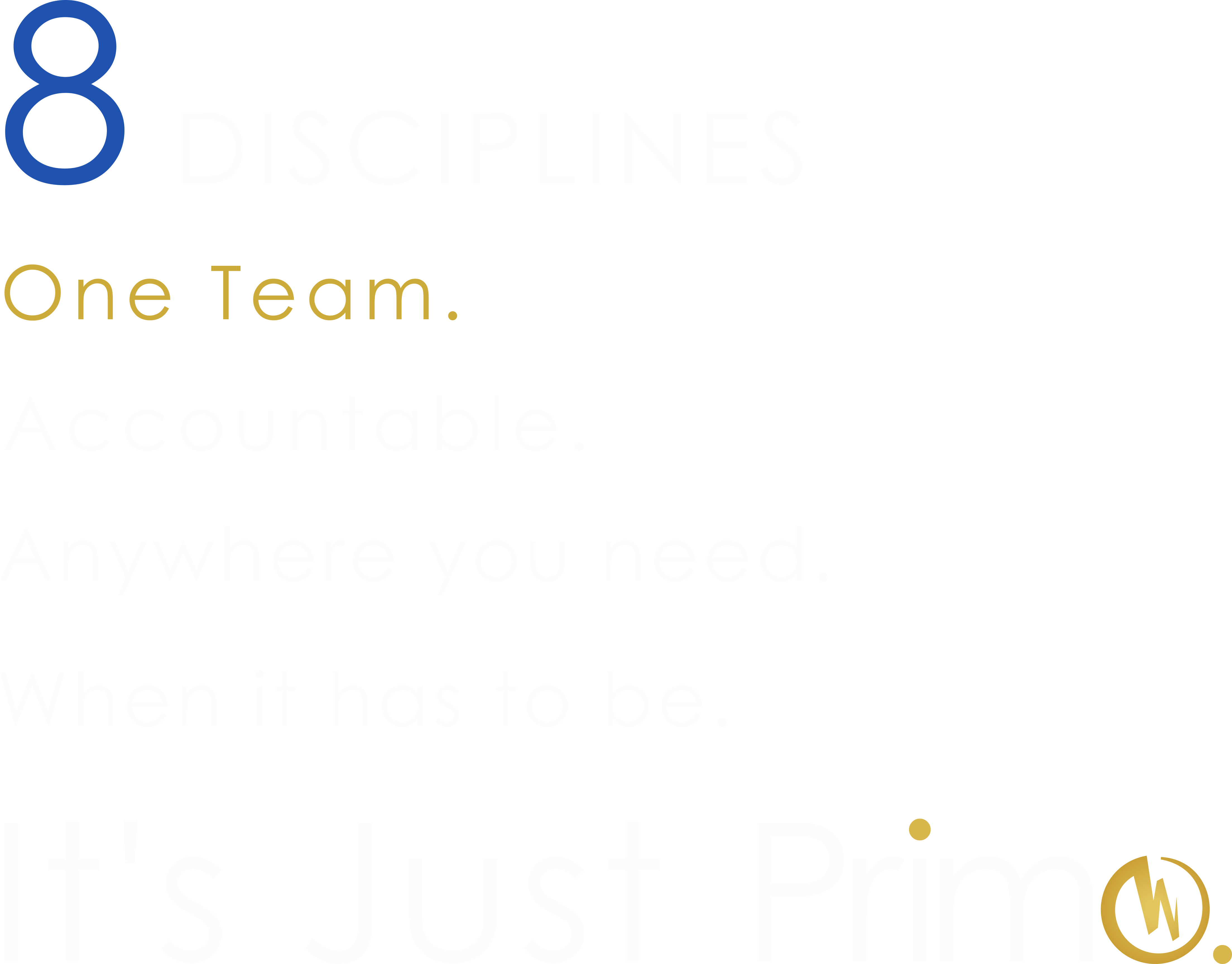 8 Disciplines. One Team. Just Primo.